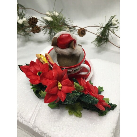 Vtg Charming Tails Oh Christmas Tea Oh Christmas Tea Fitz & Floyd Tea Cup Mouse - Picture 6 of 13